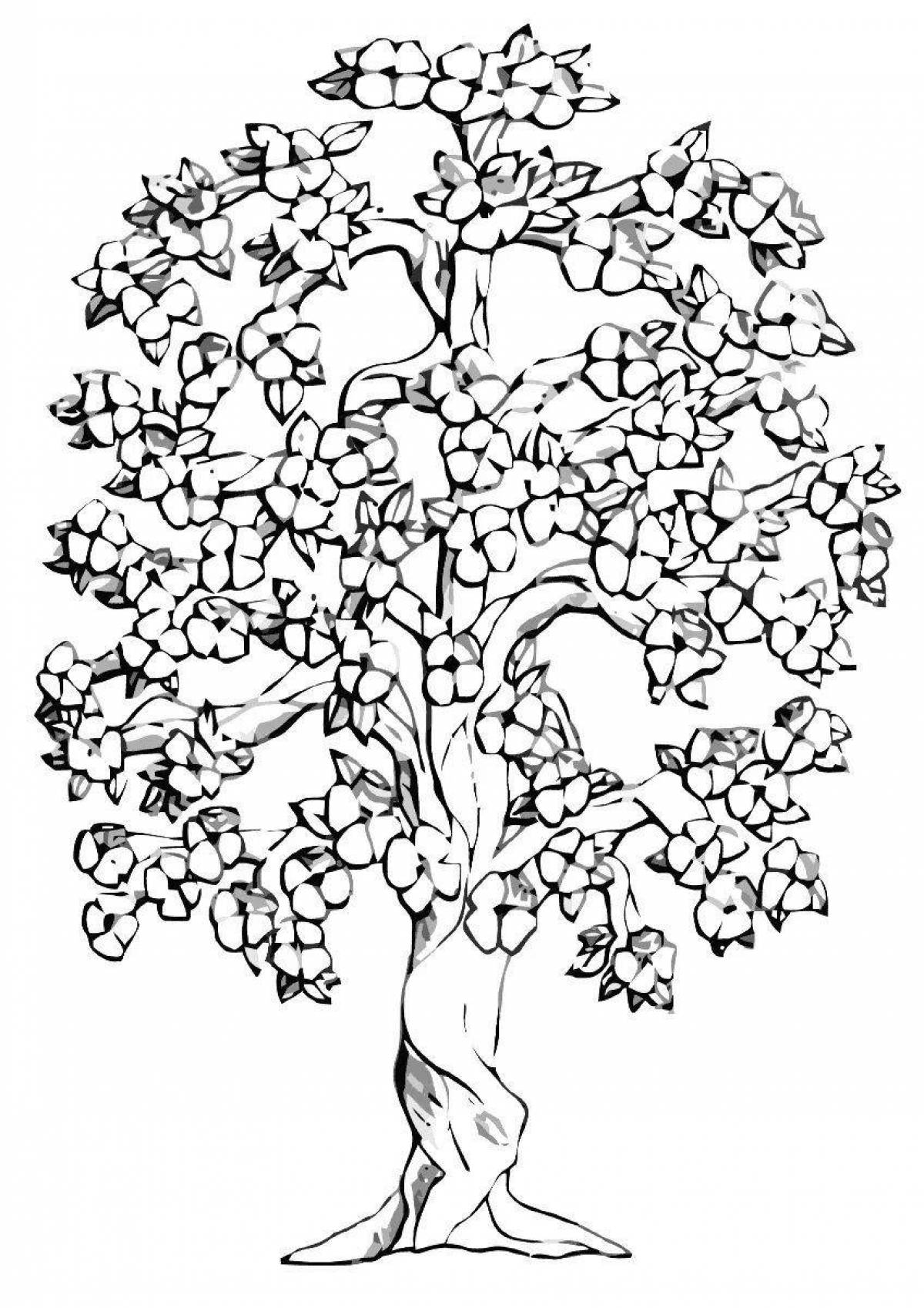Блестящая раскраска сказочное дерево