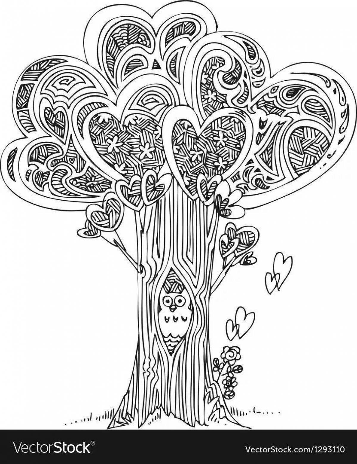 Ослепительная раскраска сказочное дерево
