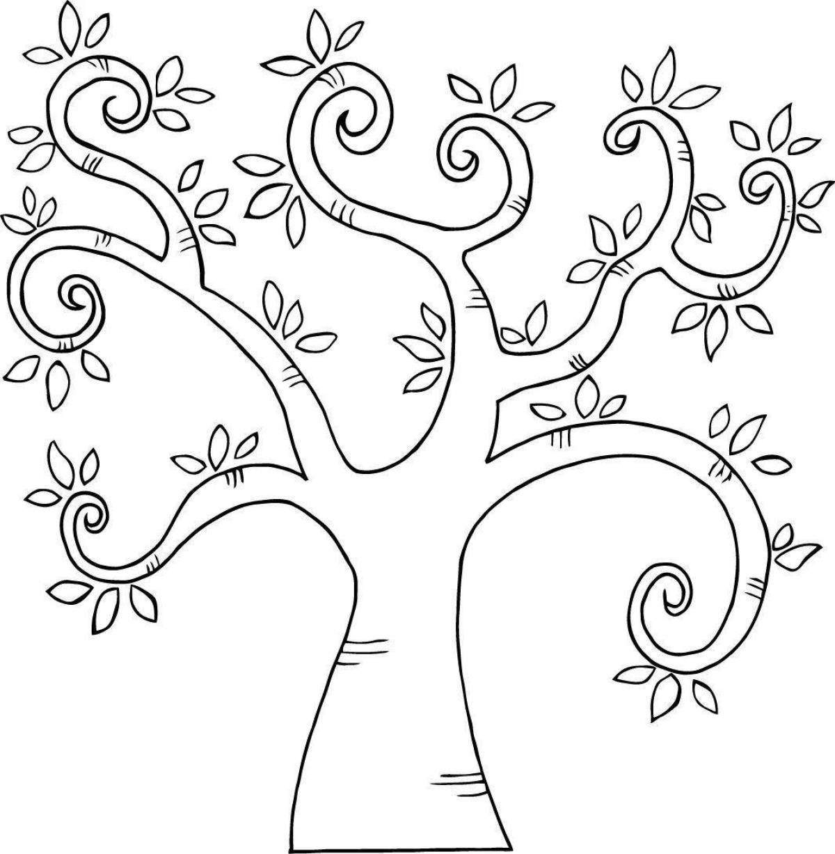 Великодушная раскраска сказочное дерево