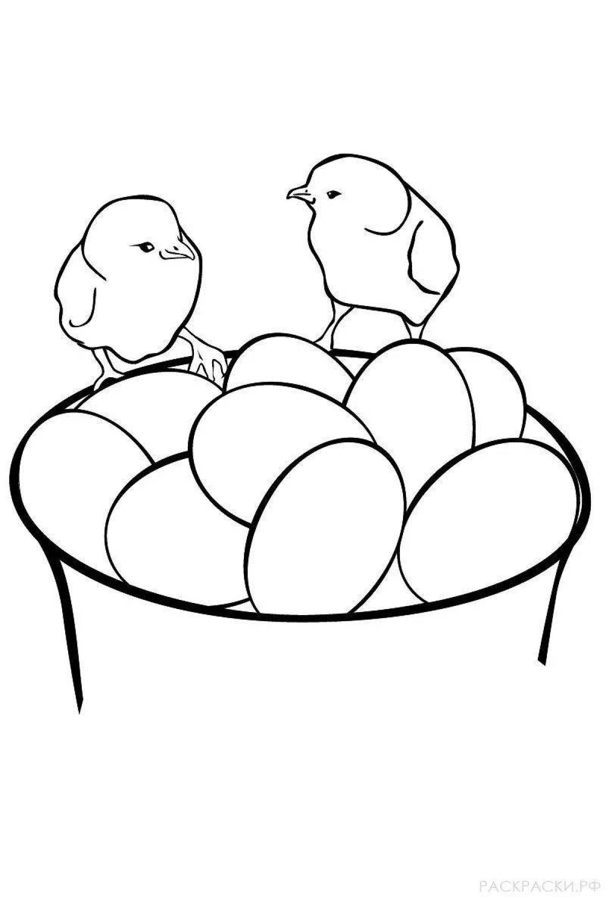 Playful chicken egg coloring page