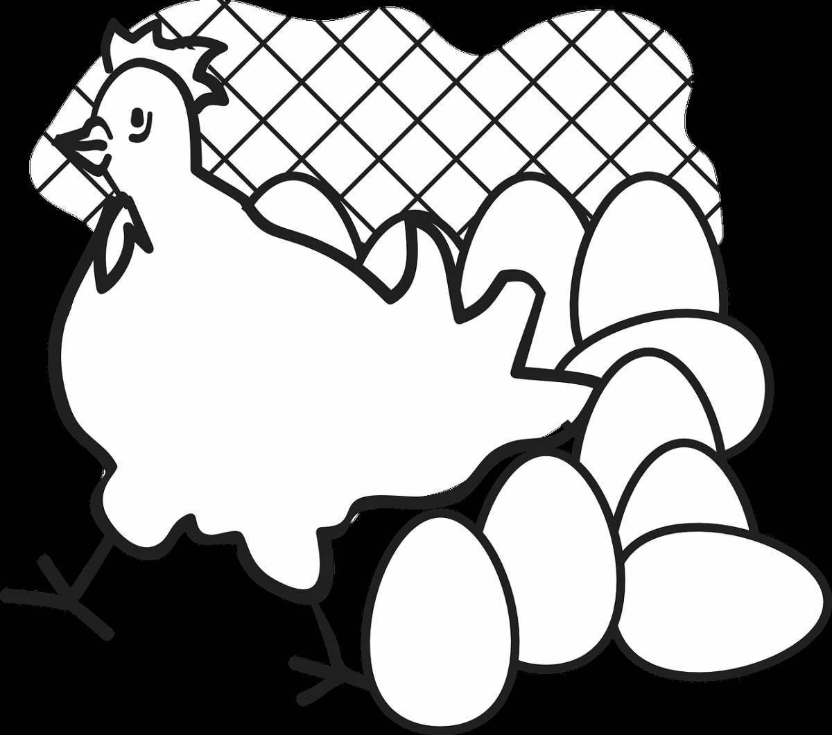 Coloring page festive chicken egg