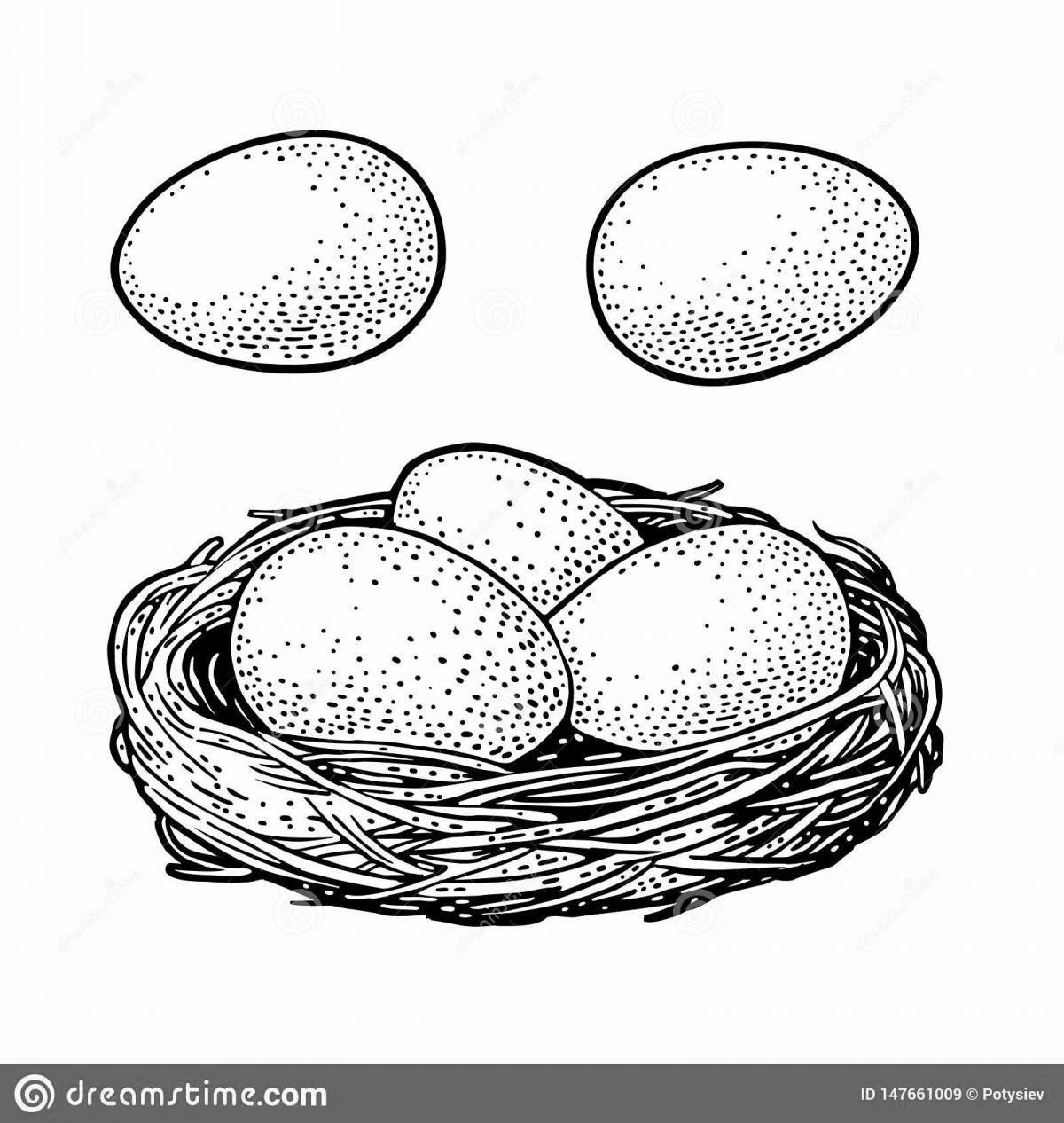 Уютная страница раскраски куриных яиц