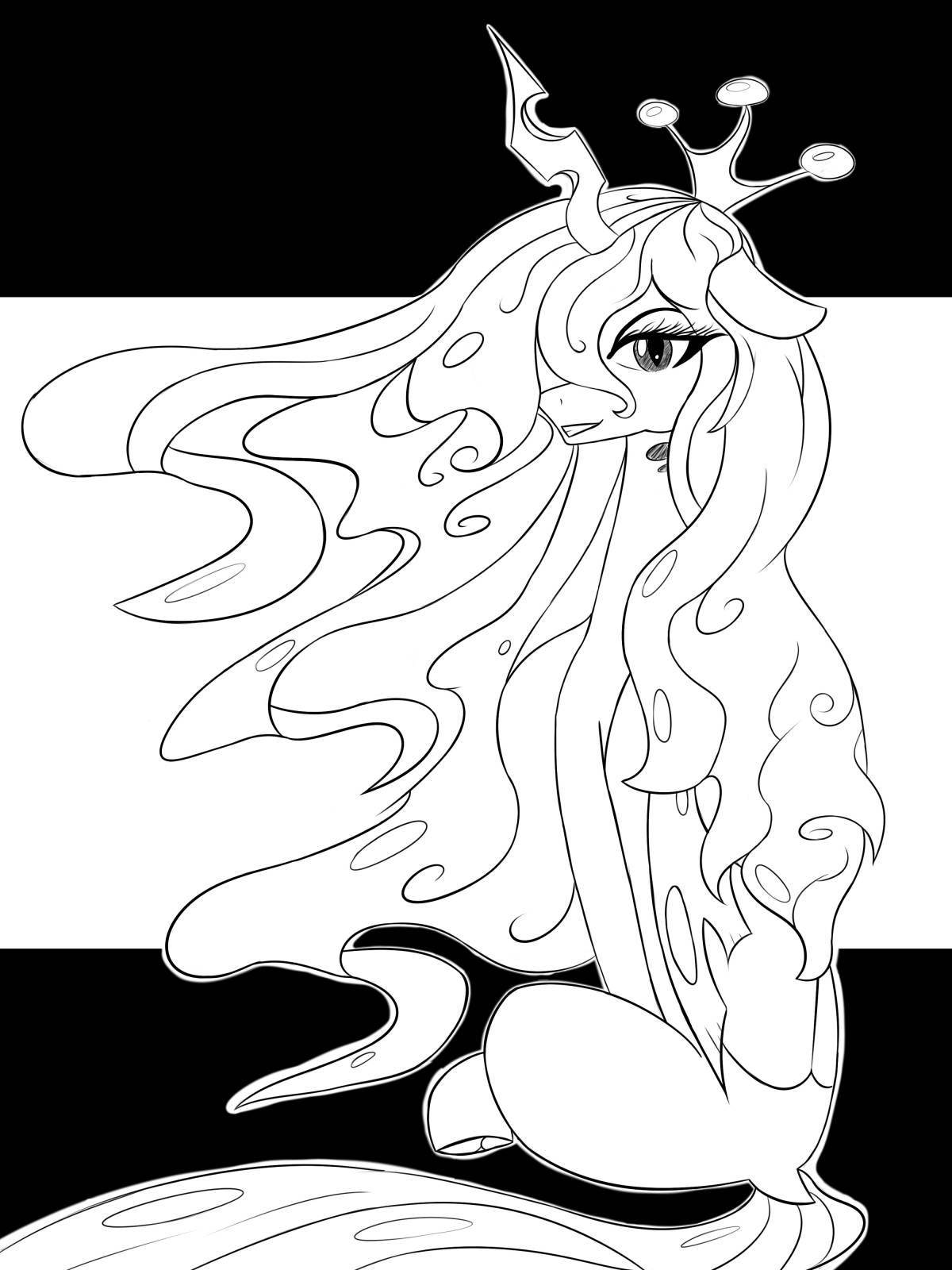Coloring page gorgeous chrysalis pony