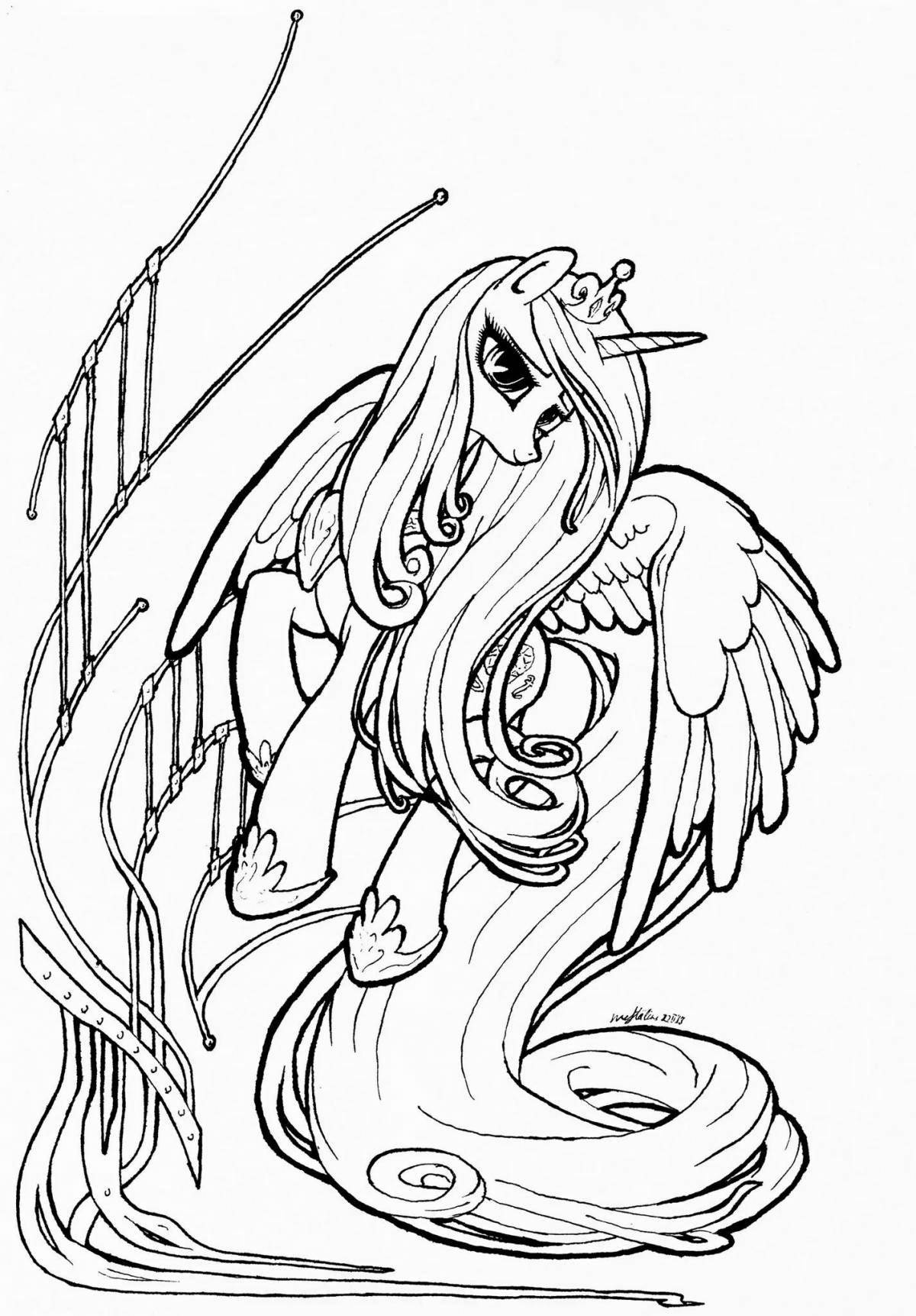 Colouring bright chrysalis pony