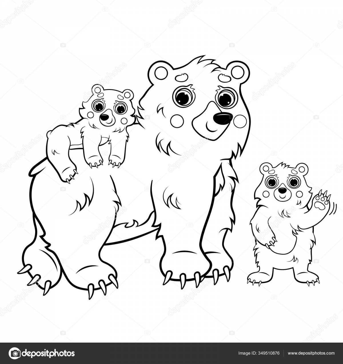 Happy bear family coloring page