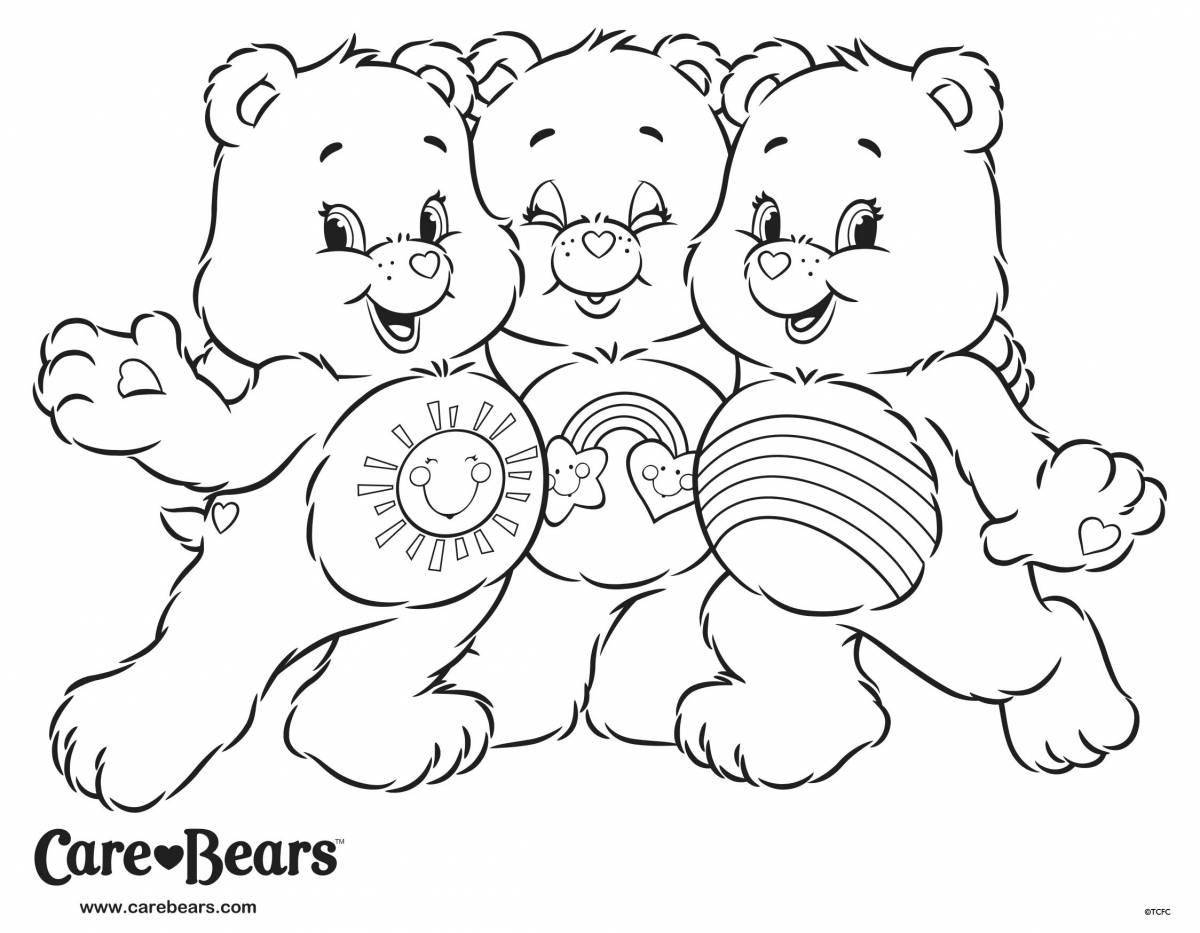 Раскраска влюбленная медвежья семья