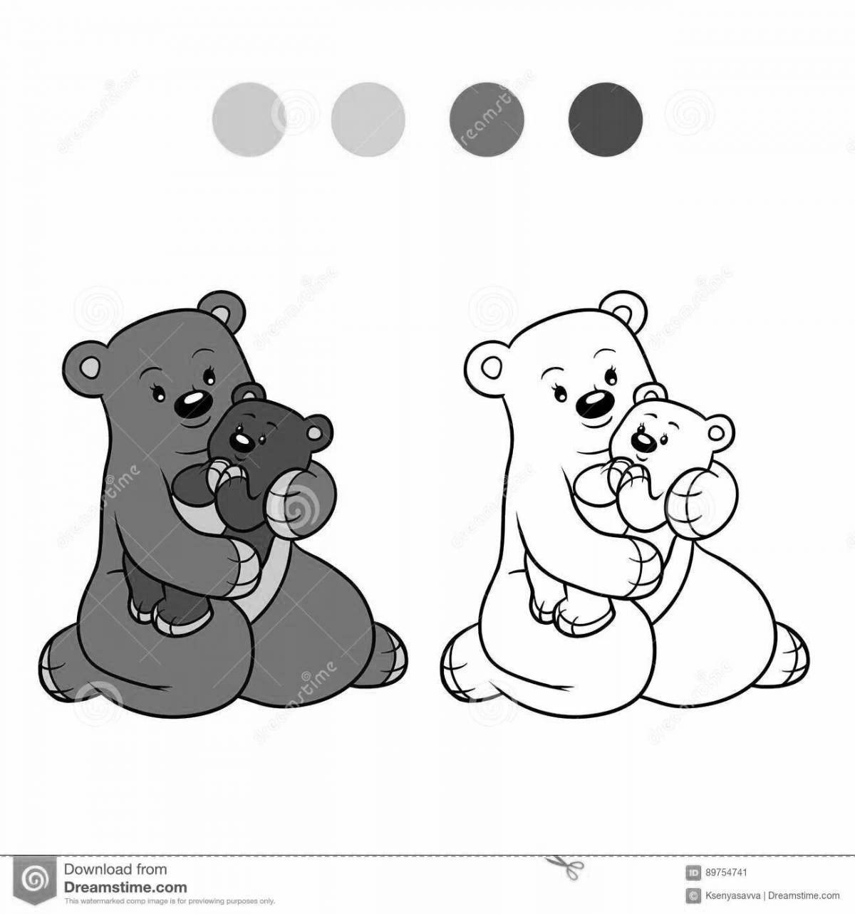 Coloring book funny bear family