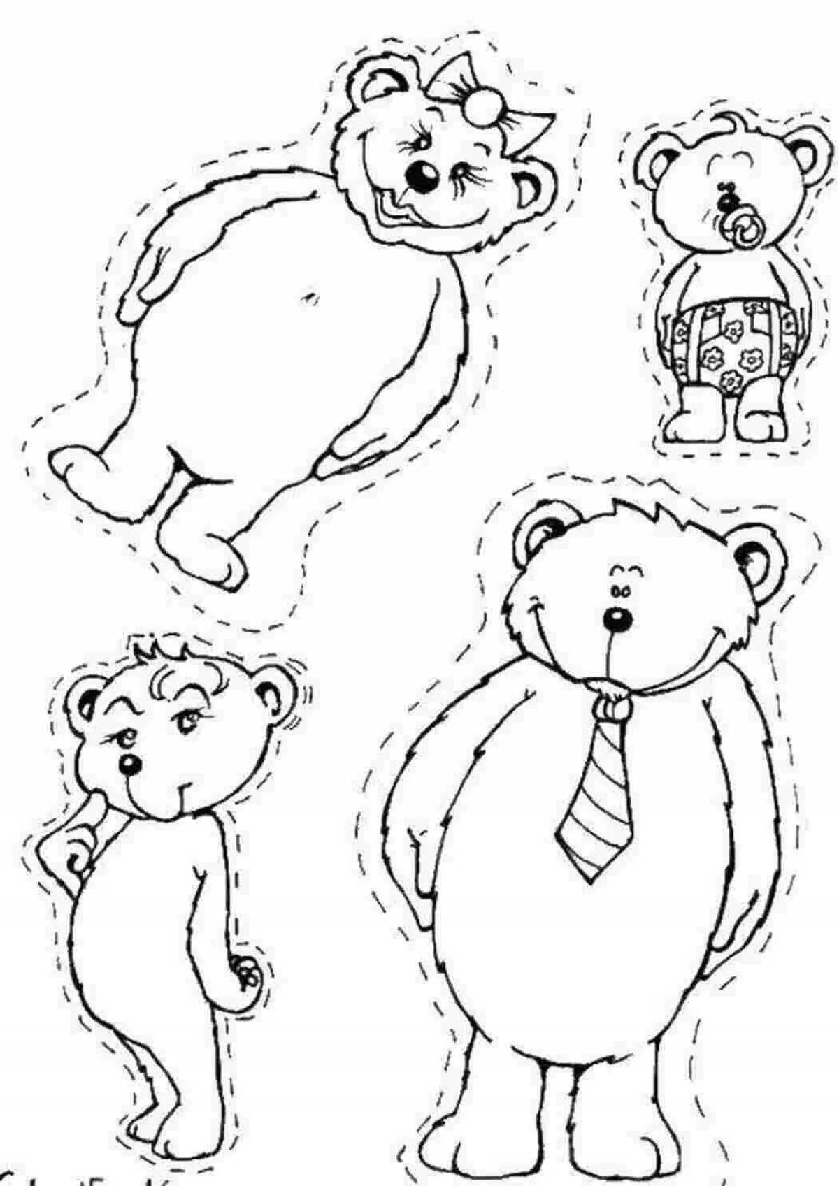 Раскраска семья пушистых медведей