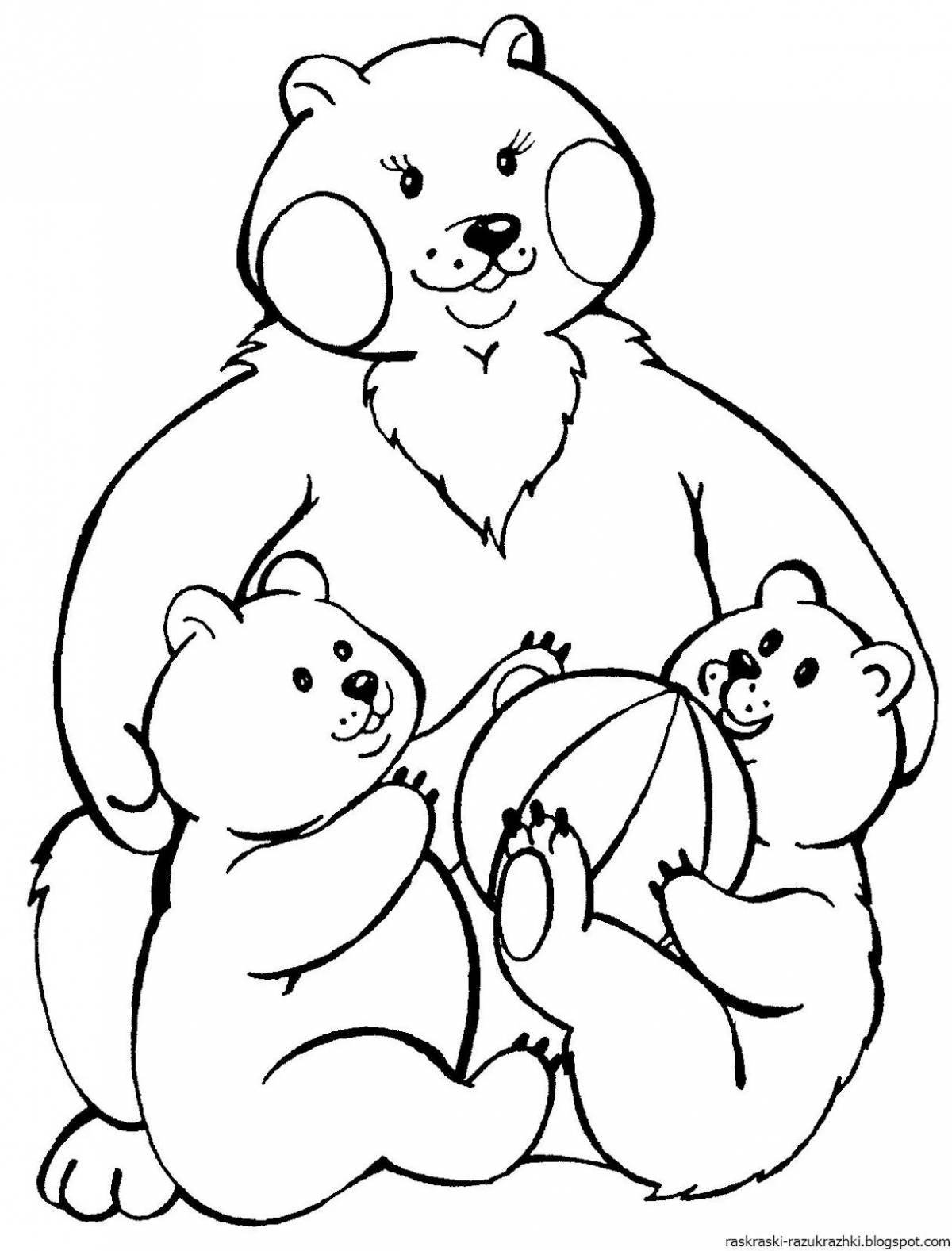 Раскраска семейка ярких медведей