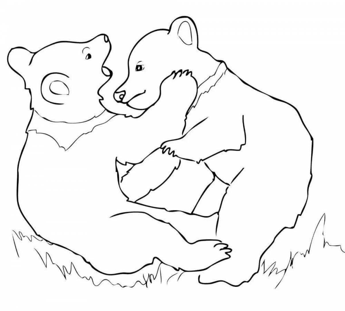 Раскраска красочная семья медведей