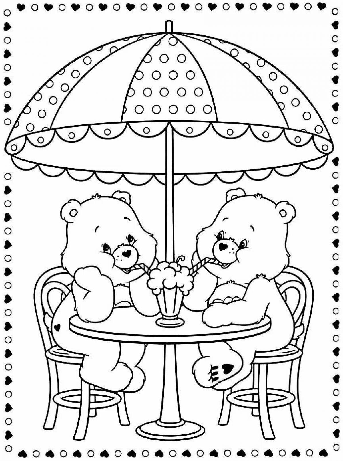Coloring funny bear family