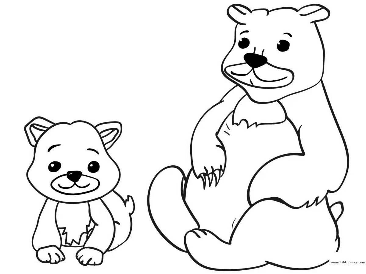 Раскраска семья медведей пикника
