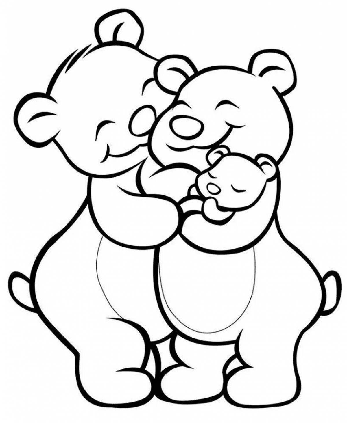 Relaxing bear family coloring page