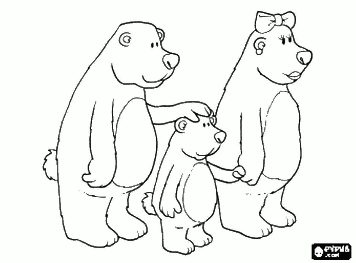Раскраска семья солнечных медведей