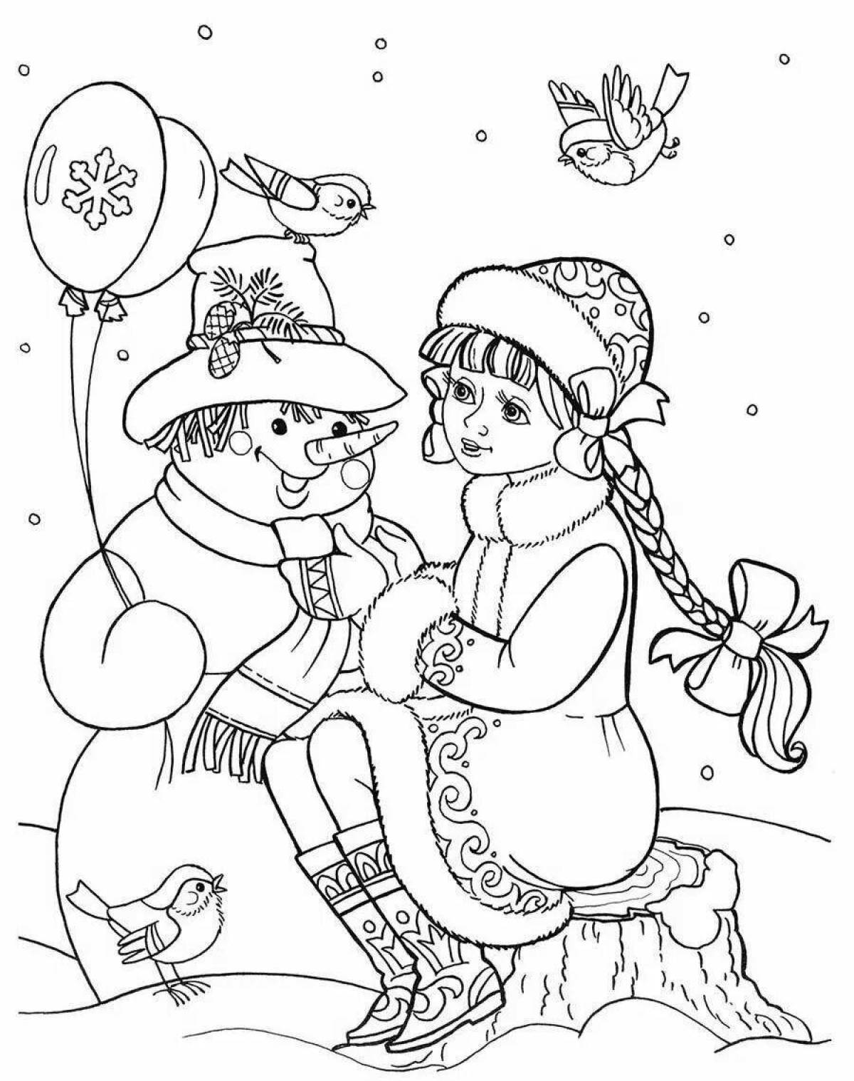 Glowing snow maiden coloring page