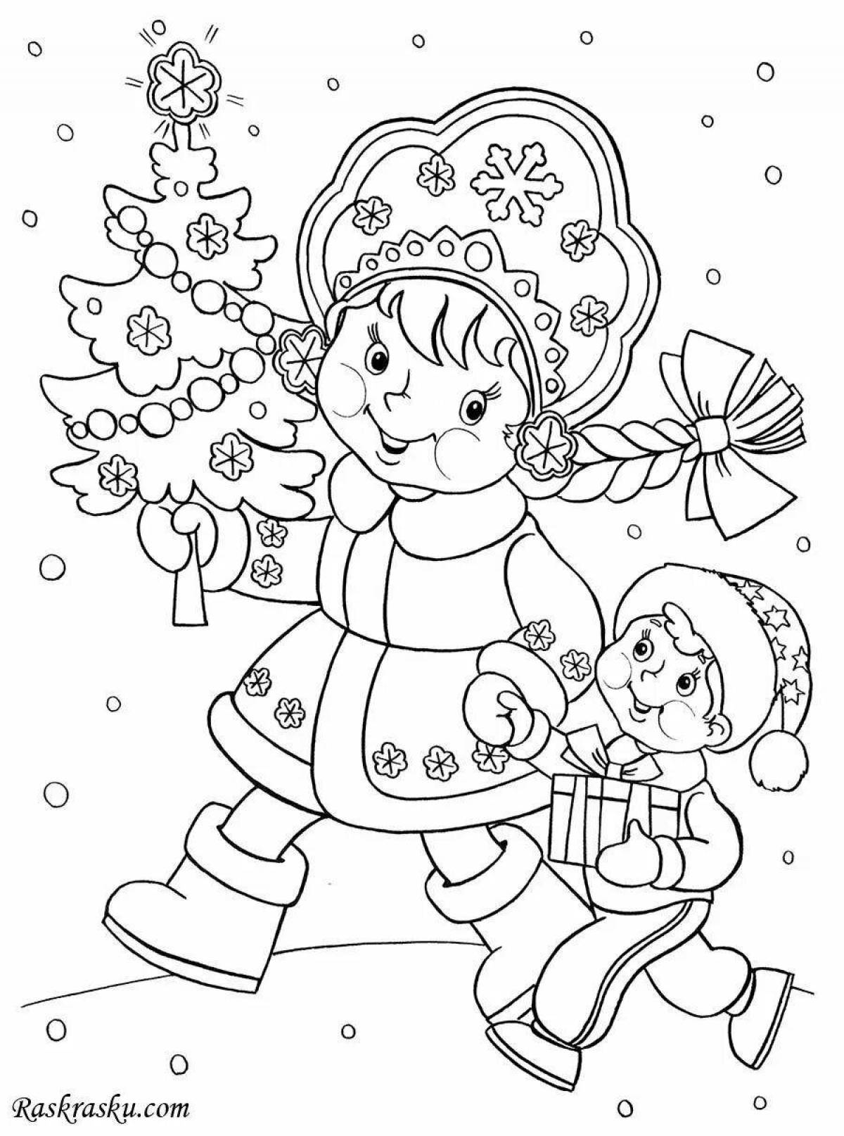 Coloring page glamor snow maiden
