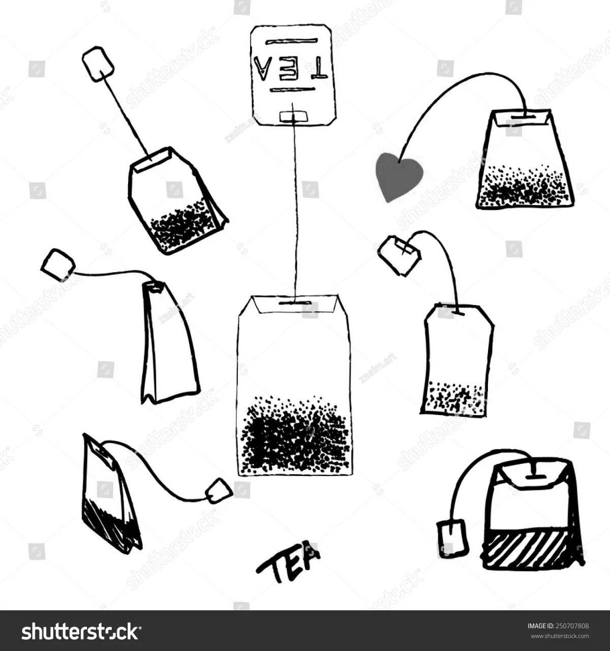 Great tea bag coloring page