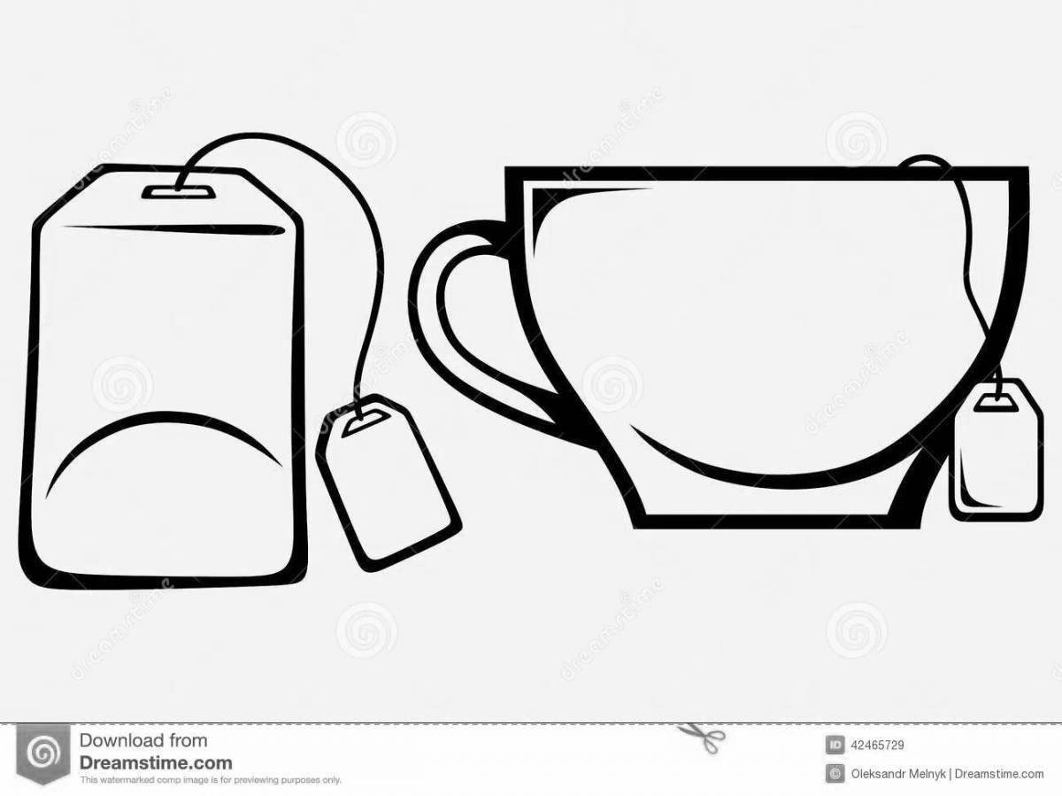 Shining tea bag coloring page