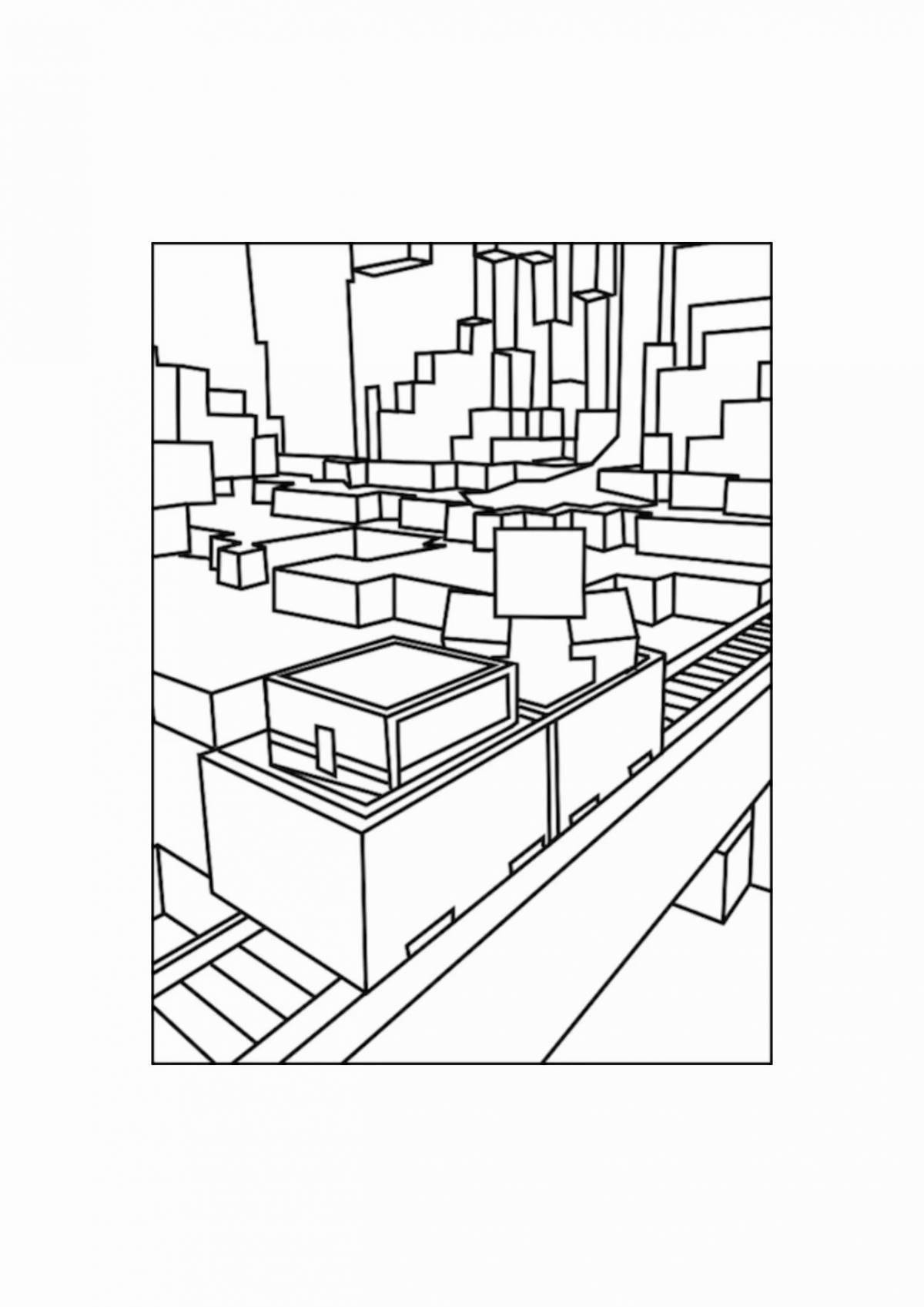 Playful minecraft compote coloring page
