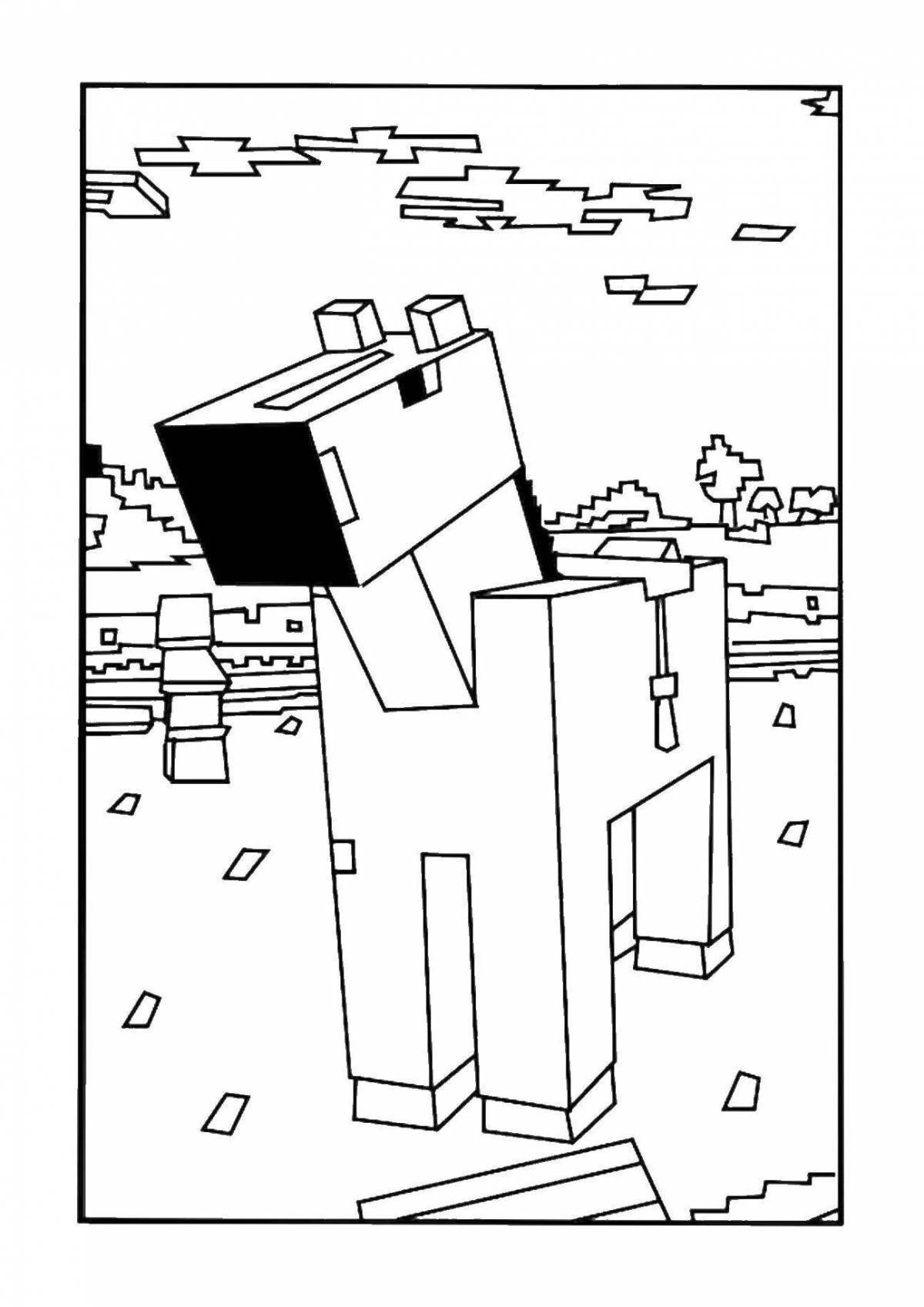 Funny minecraft compote coloring page