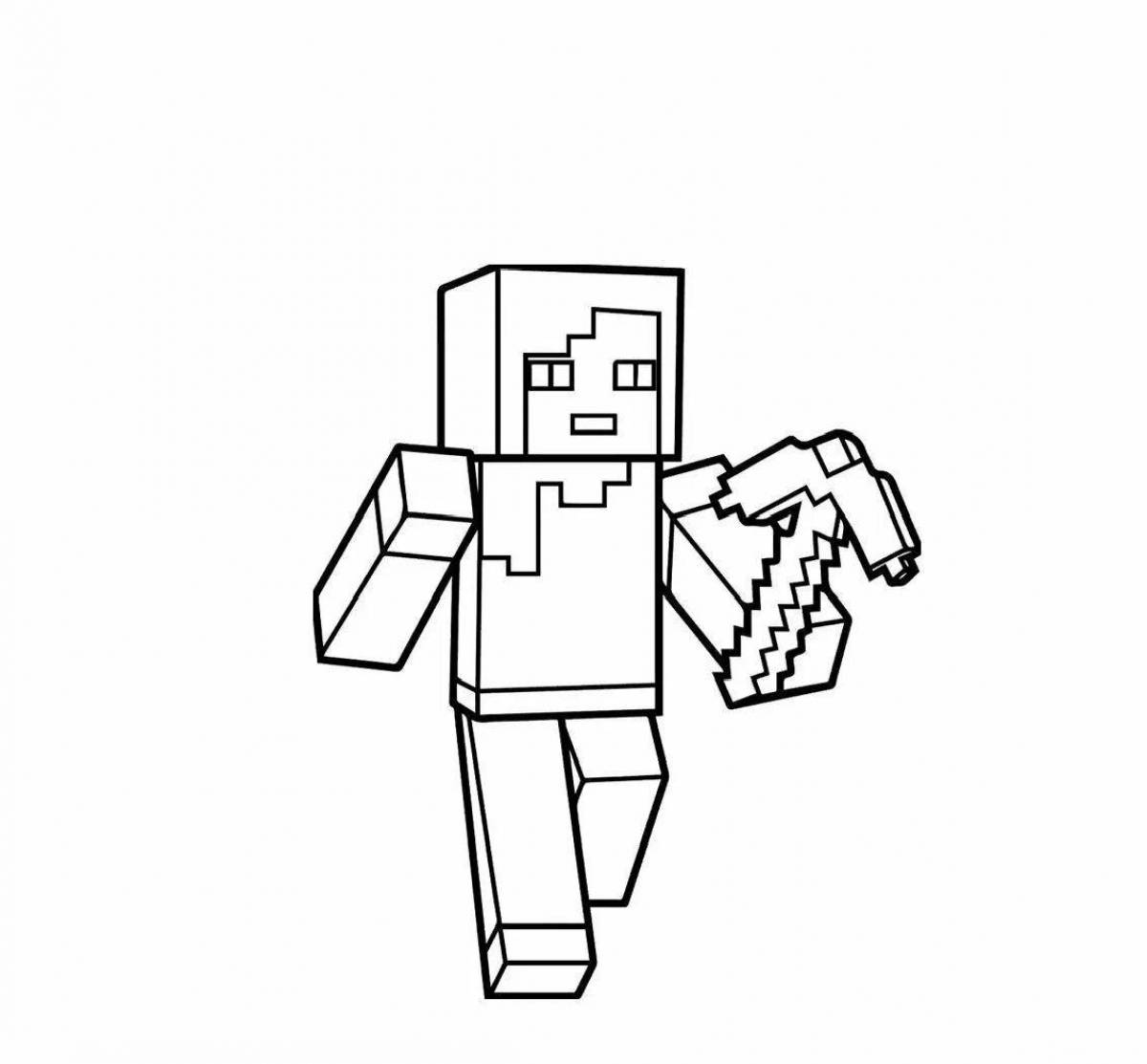 Fancy minecraft compote coloring page