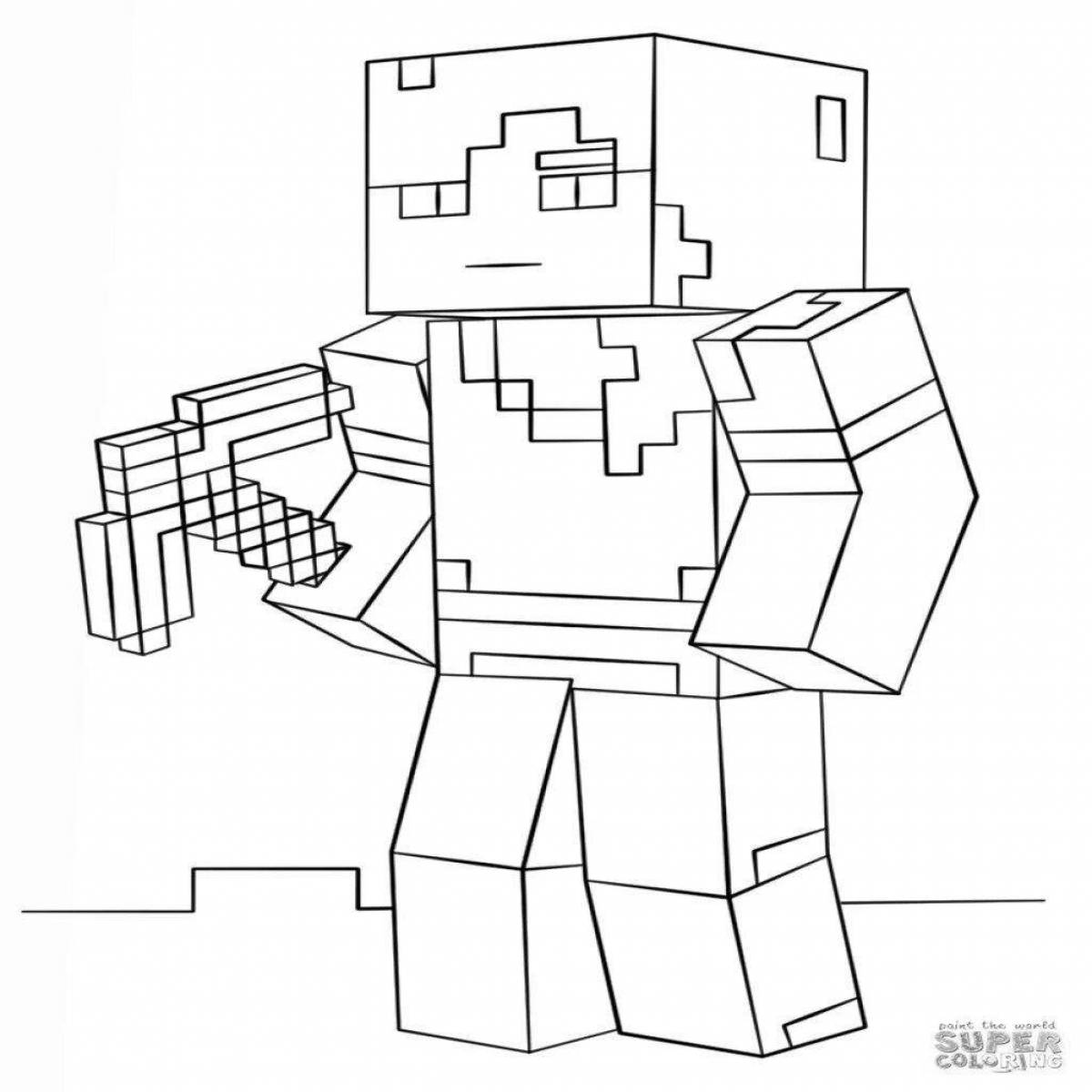 Cute minecraft compote coloring page