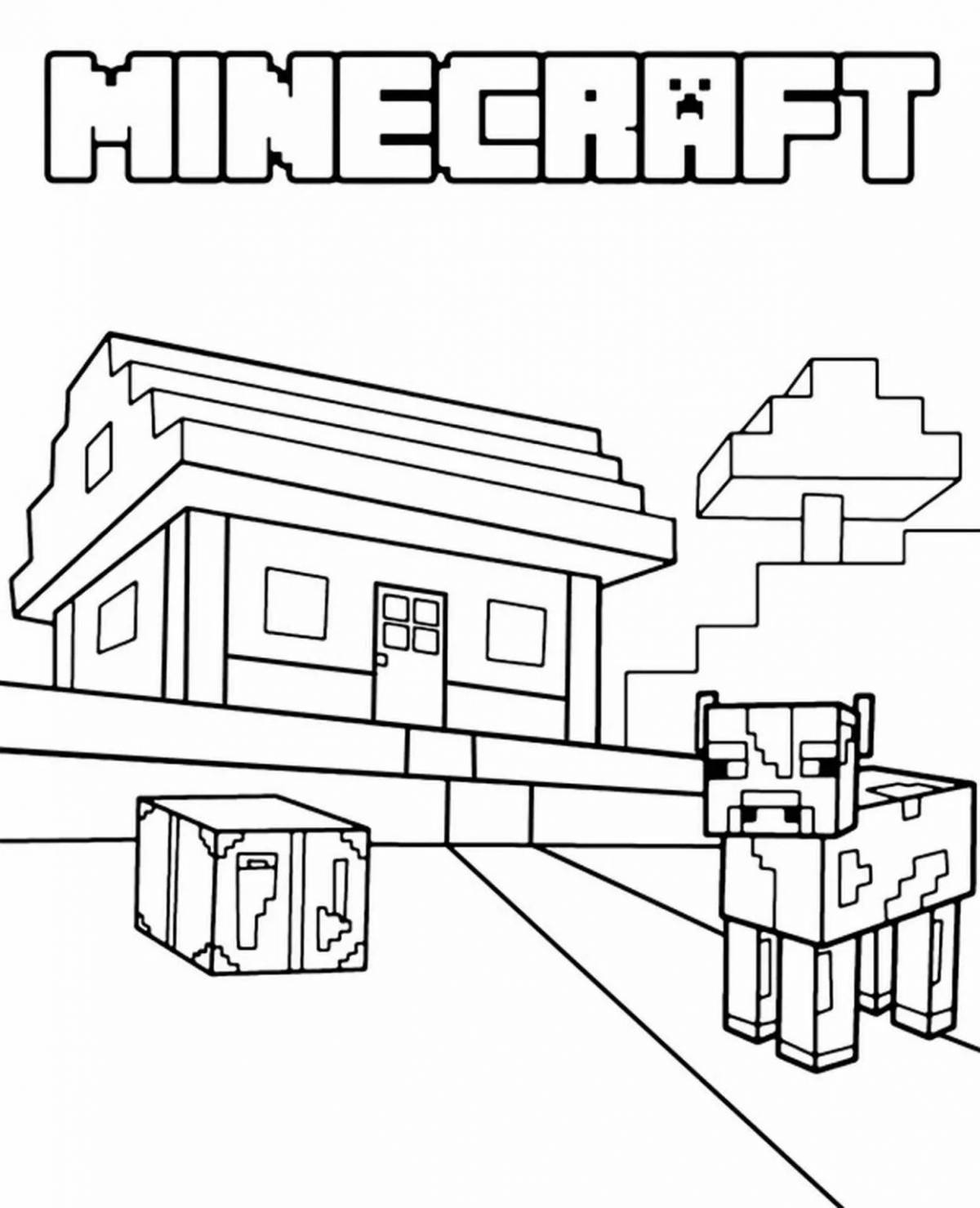 Adorable minecraft compote coloring page