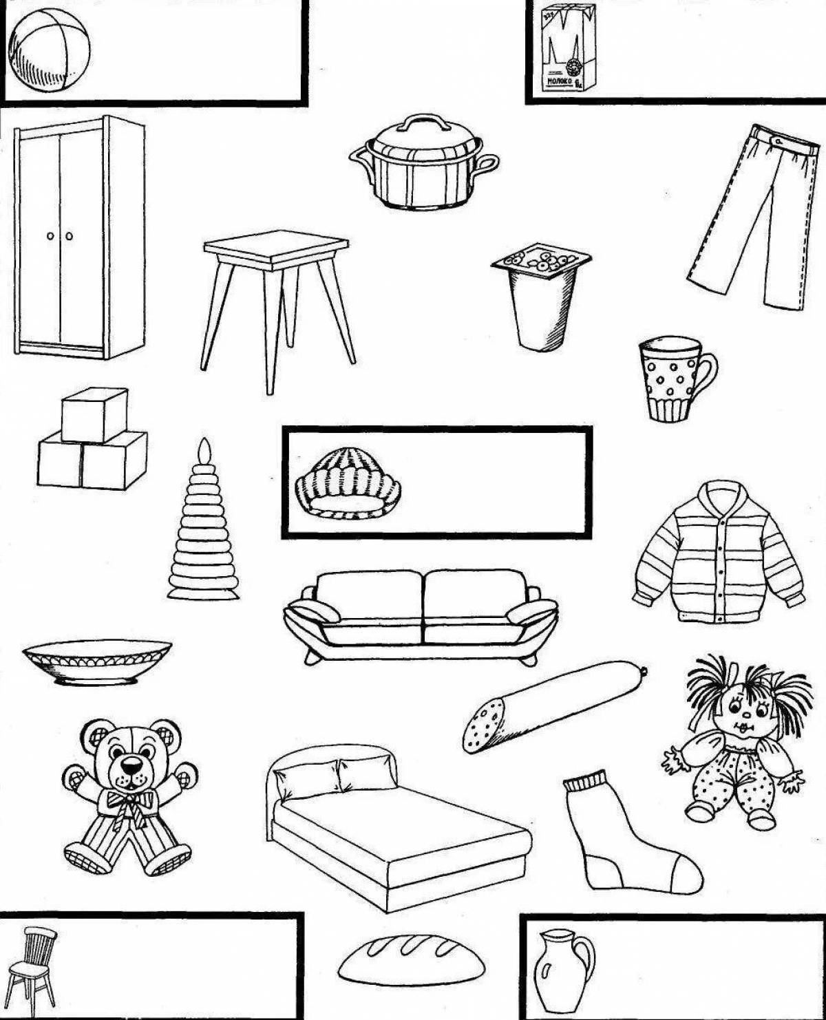 Rustic furniture coloring book