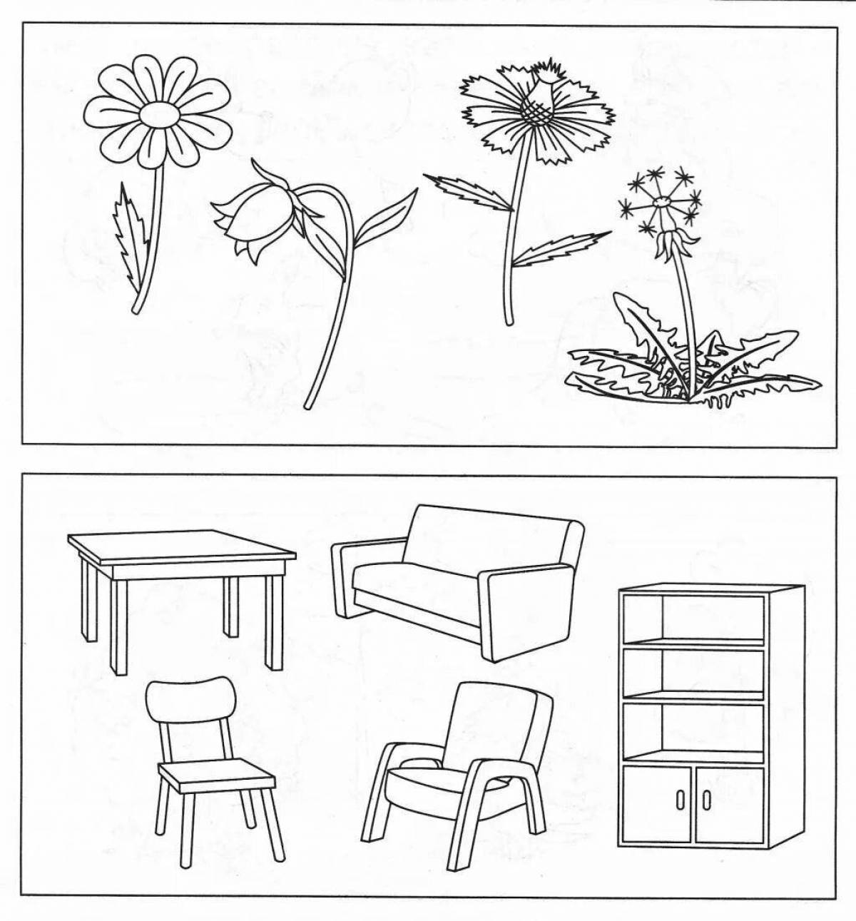 Timeless furniture coloring page