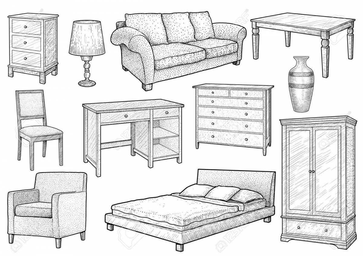 Coloring book elegant furniture