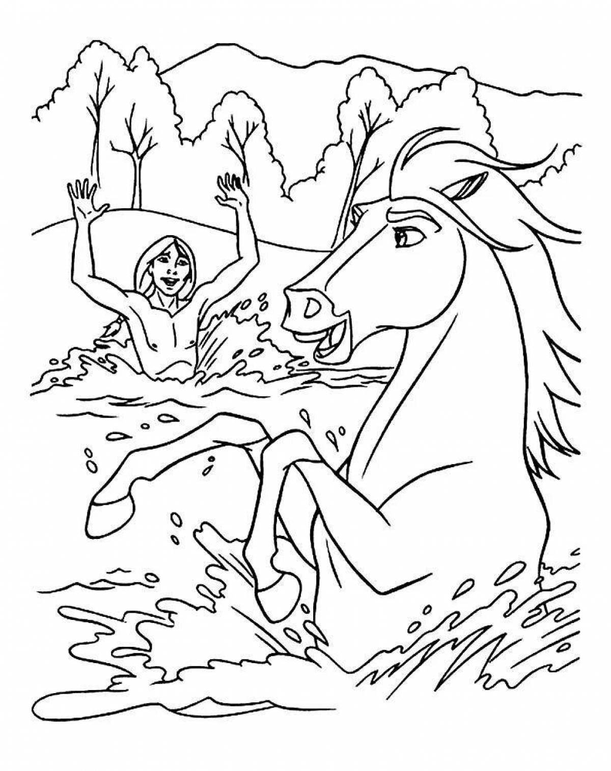 Coloring page spiritual horse