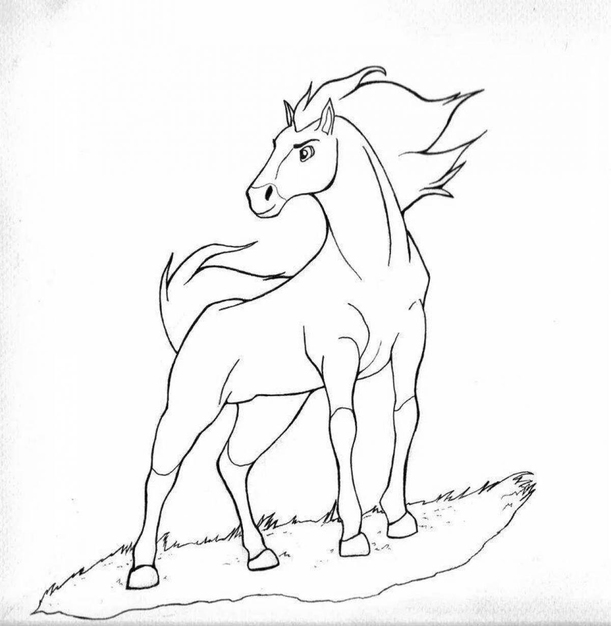 Spirit horse coloring page brightly colored