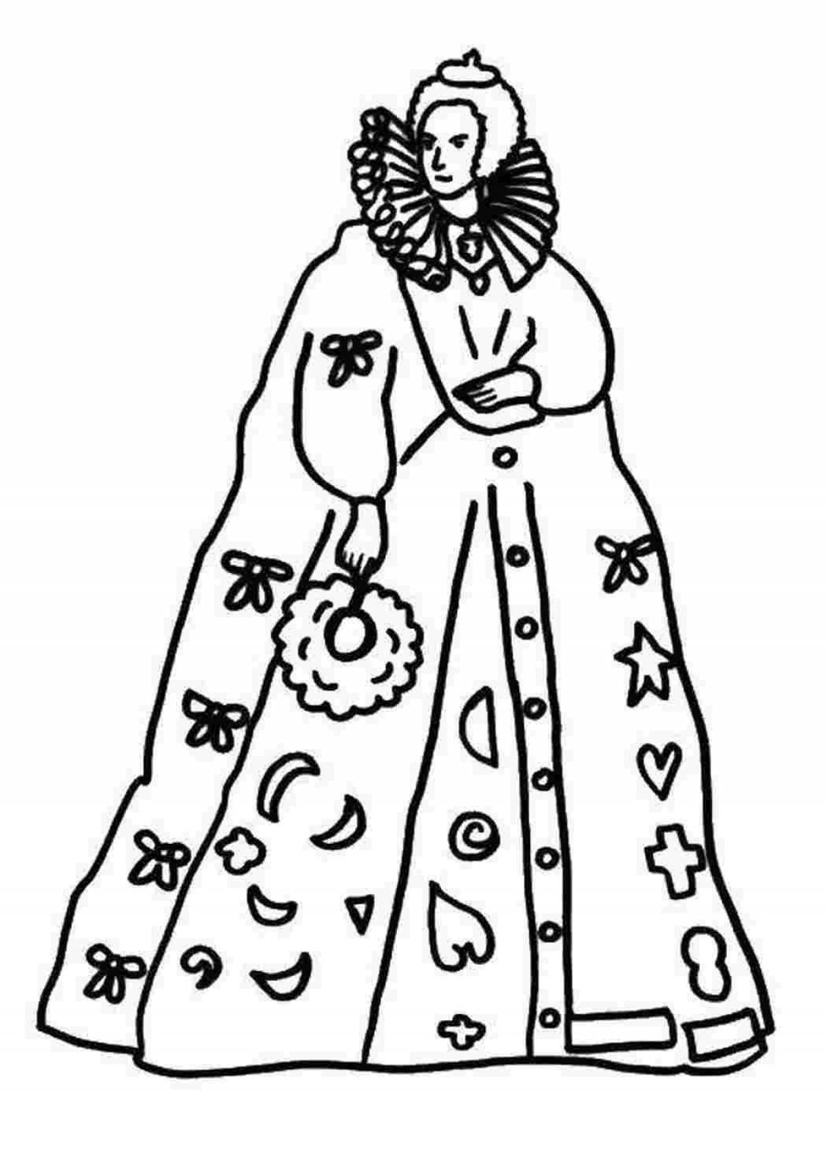 Coloring page grandiose pillared noblewoman