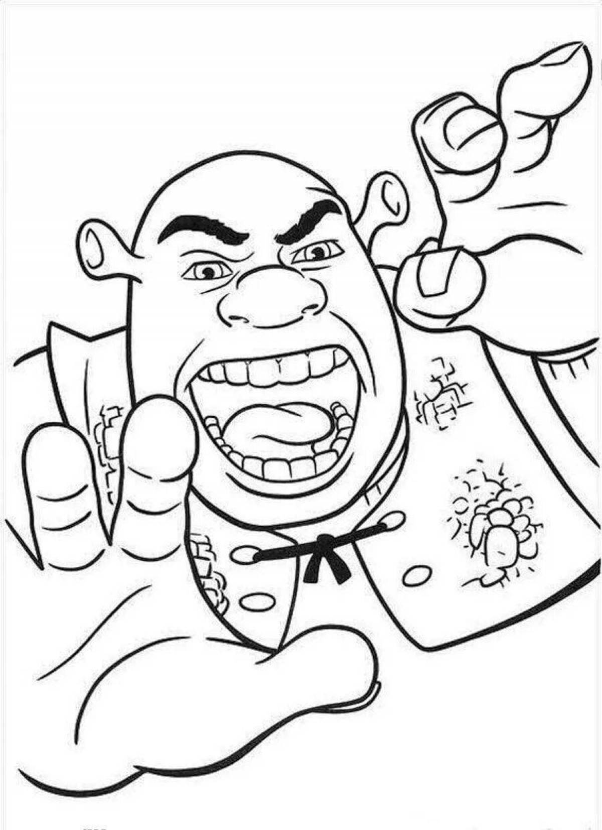Fun coloring of Shrek's face