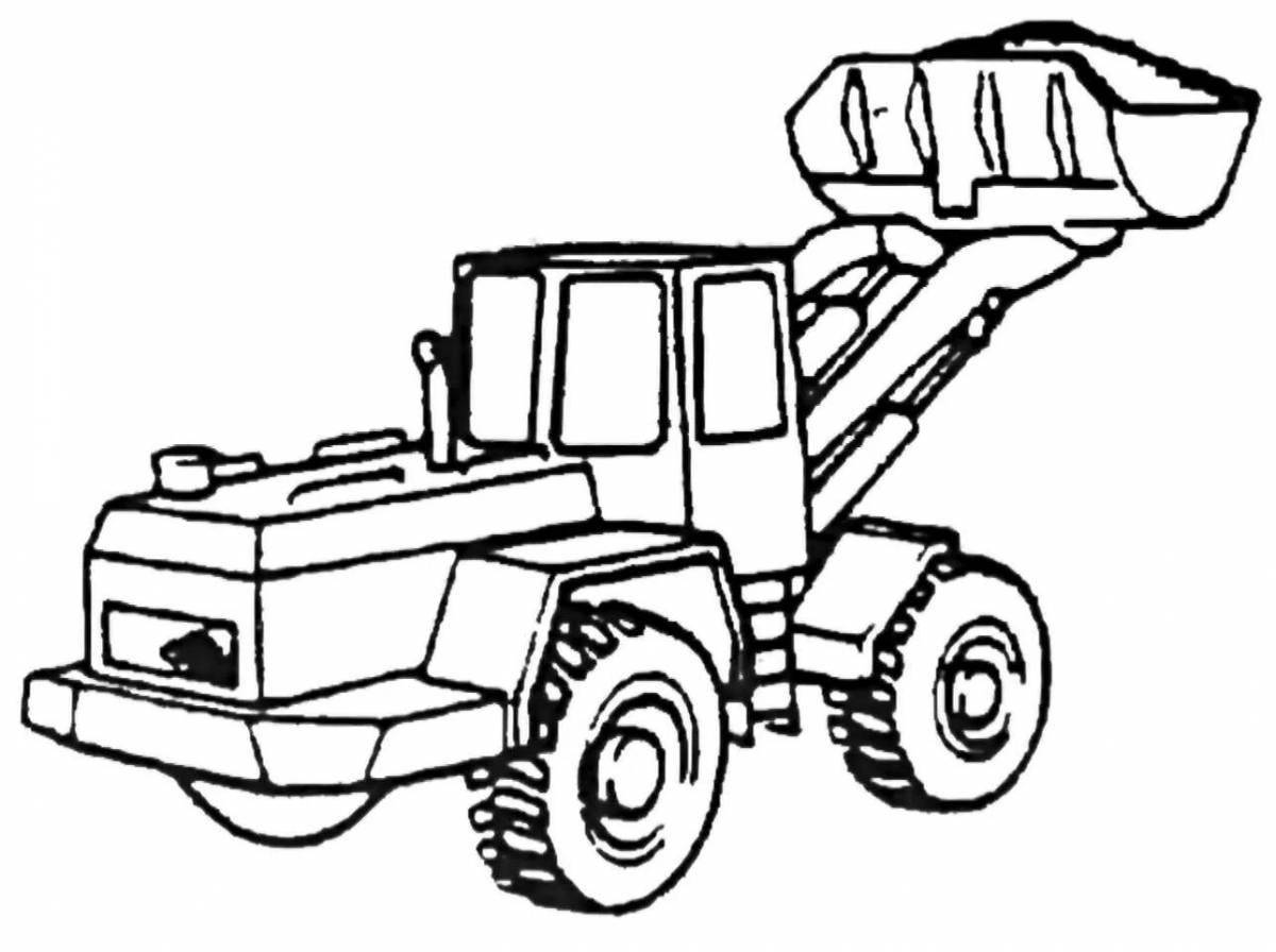 Coloring page cheerful wheel loader
