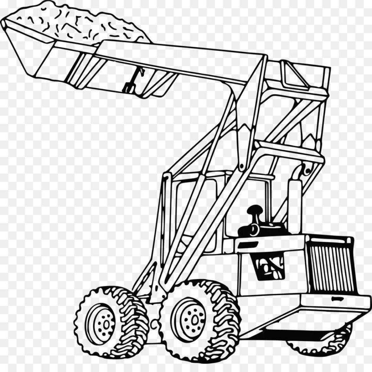 Раскраска Привлекательная страница раскраски фронтального погрузчика