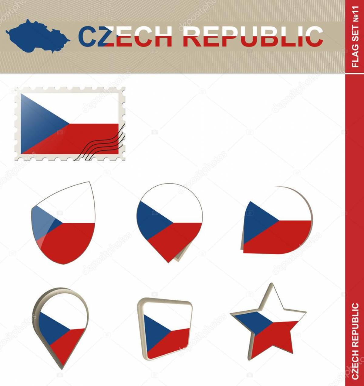 Привлекательный флаг чешской республики раскраска