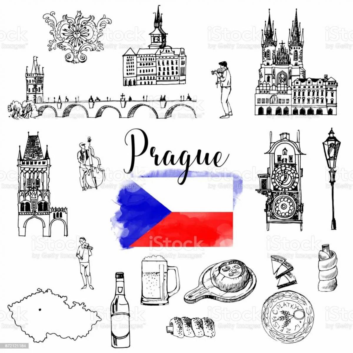 Coloring page attractive flag of the czech republic