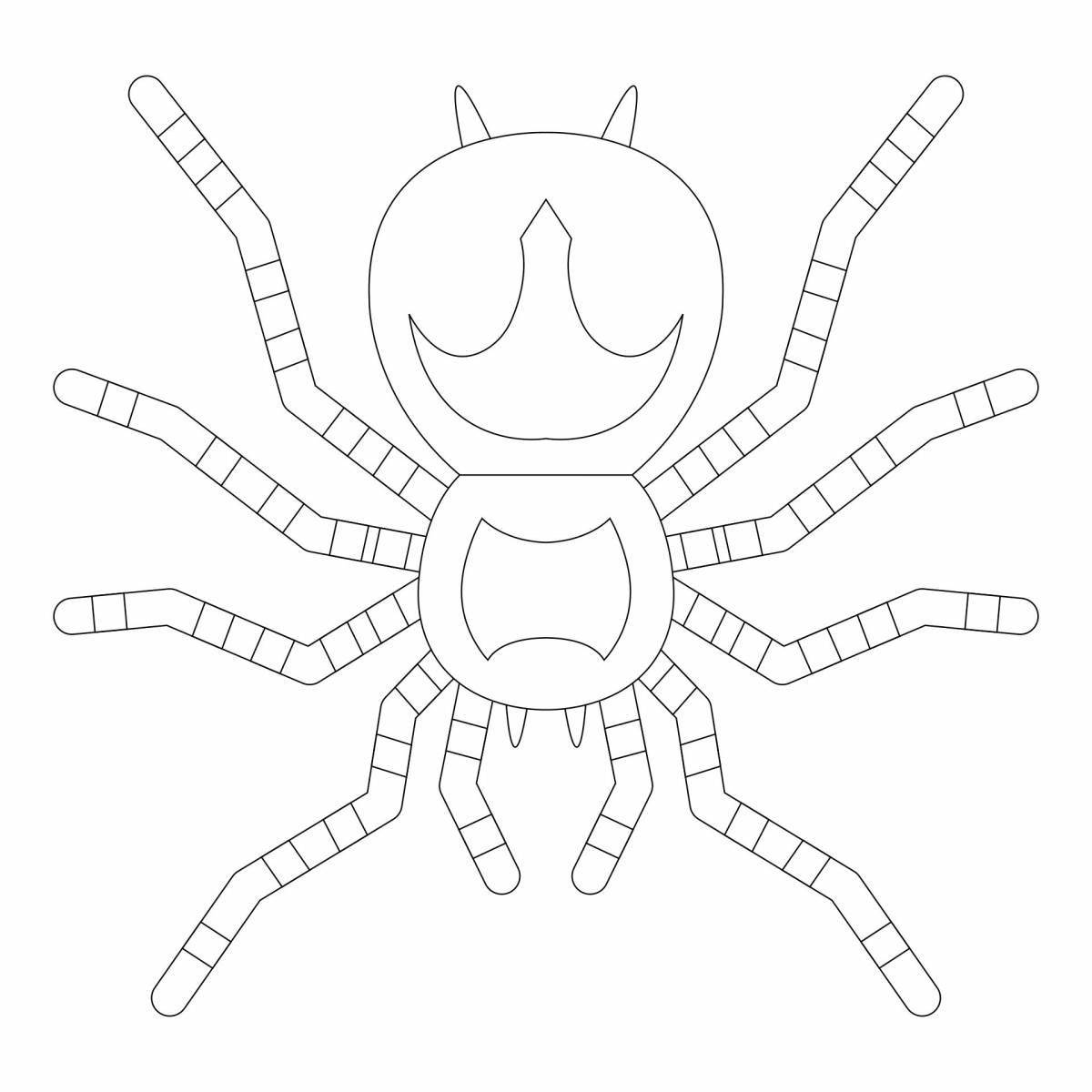 Веселая страница раскраски пауков