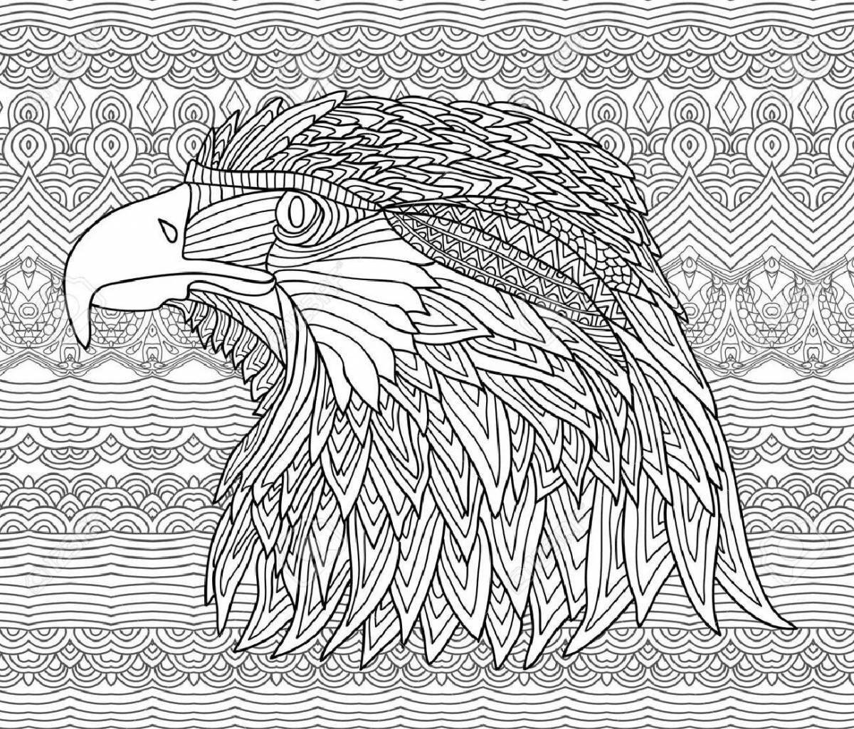 Потрясающая раскраска антистрессовый орел