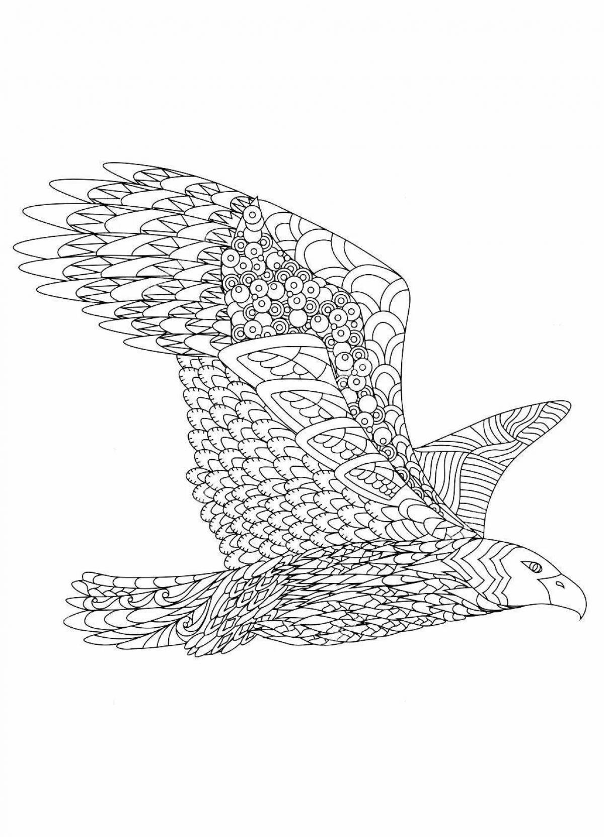 Изящная раскраска антистрессовый орел