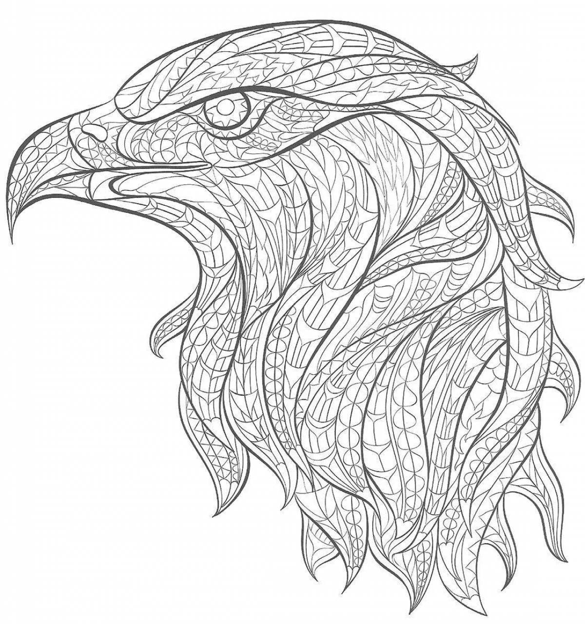 Раскраска poised antistress eagle
