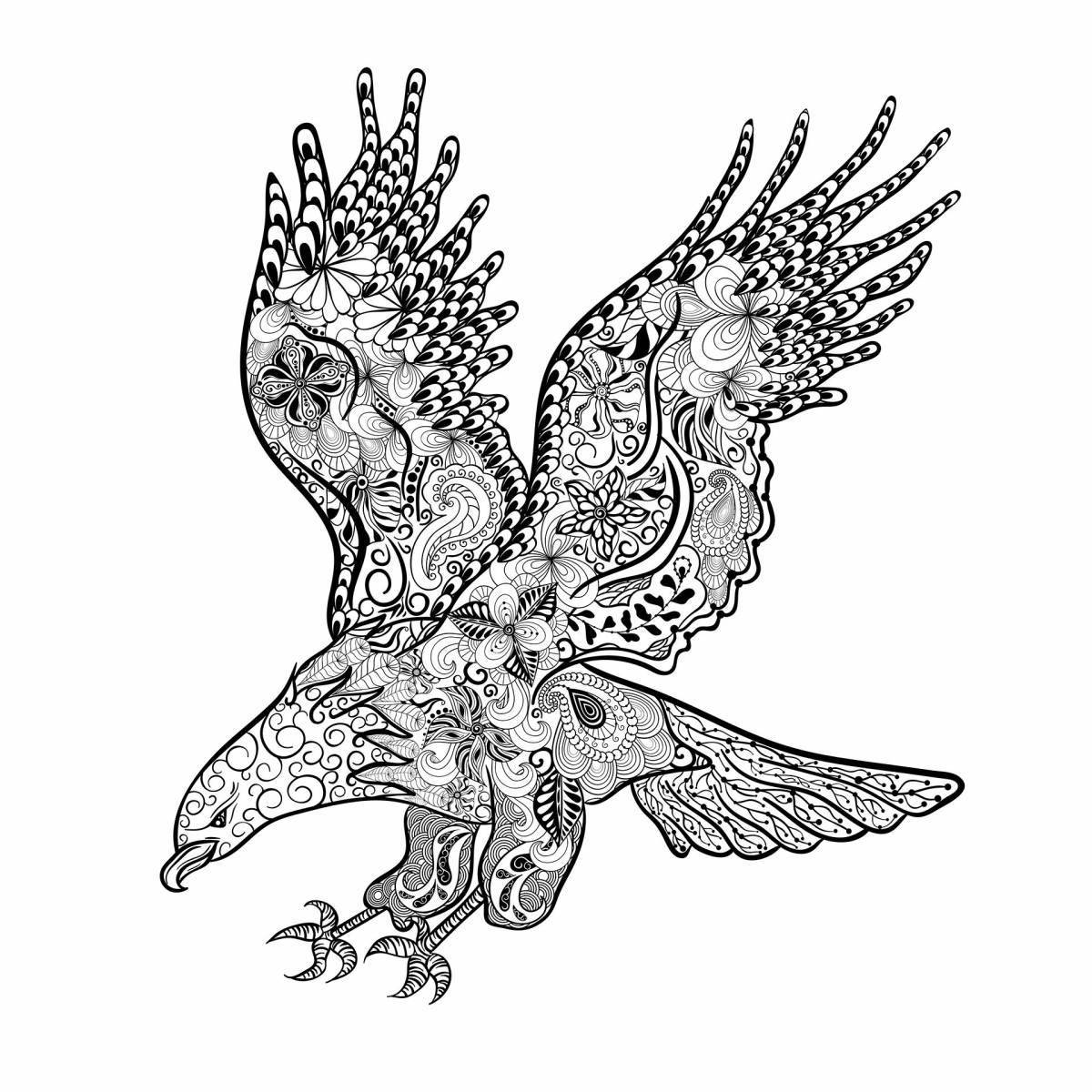 Удивительная раскраска антистрессовый орел