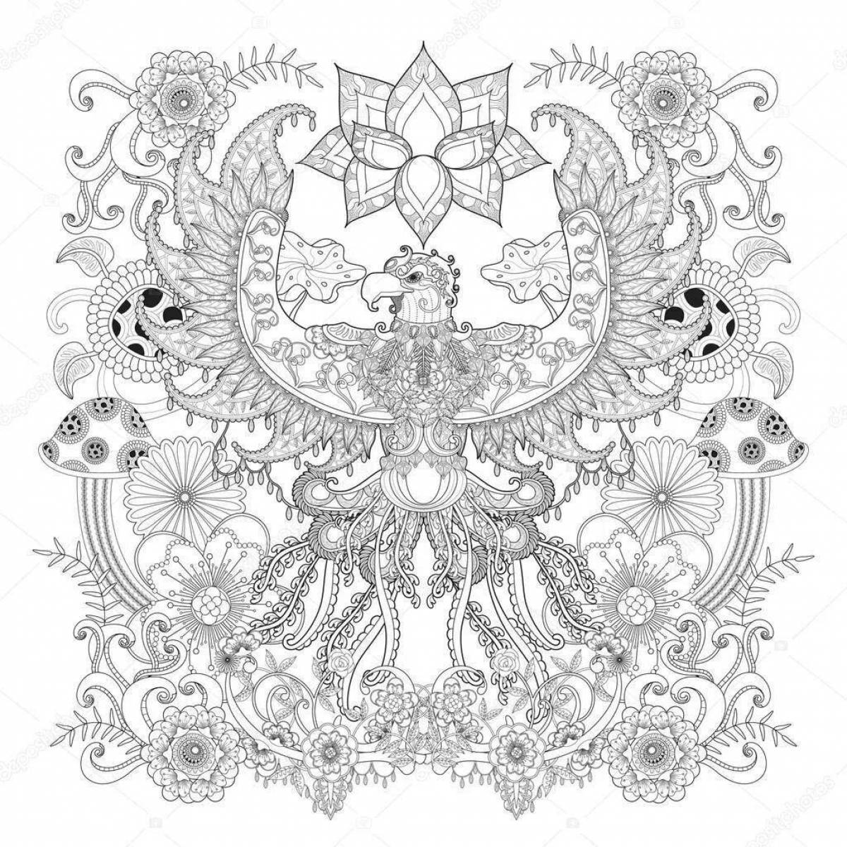 Glitter anti-stress eagle coloring book