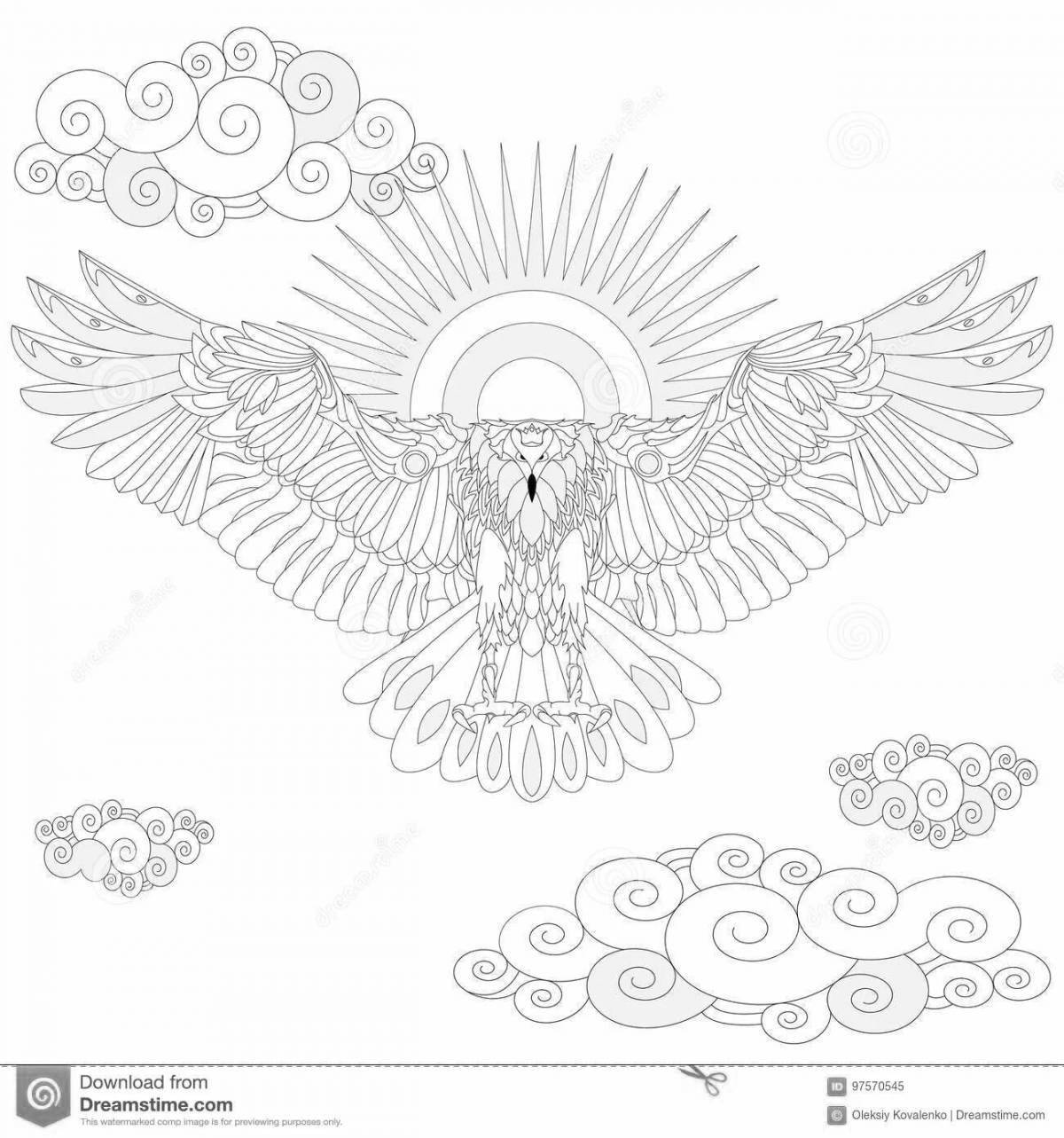Coloring book exalted antistress eagle