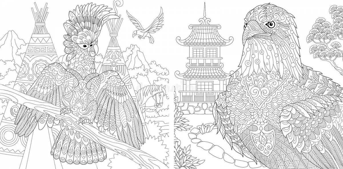 Majestic coloring anti-stress eagle