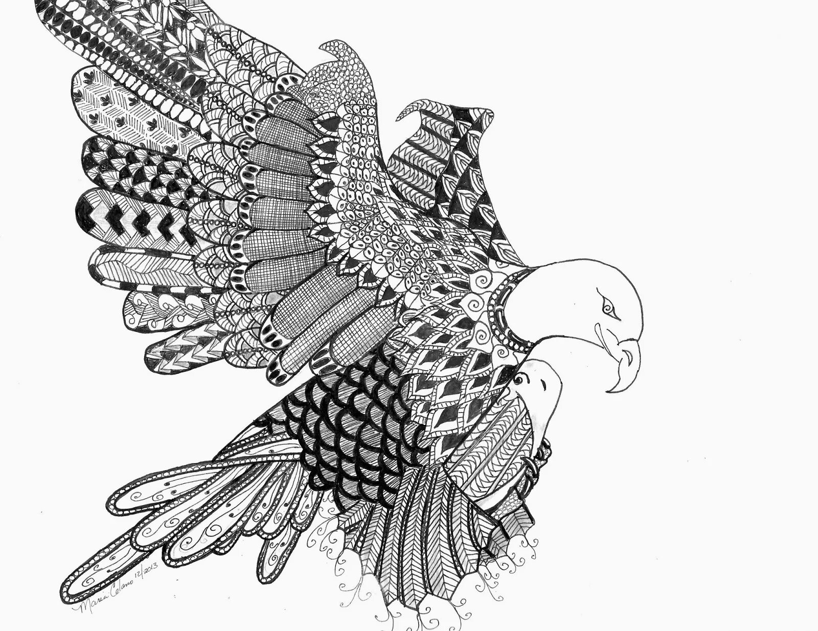 Luminous anti-stress eagle coloring book