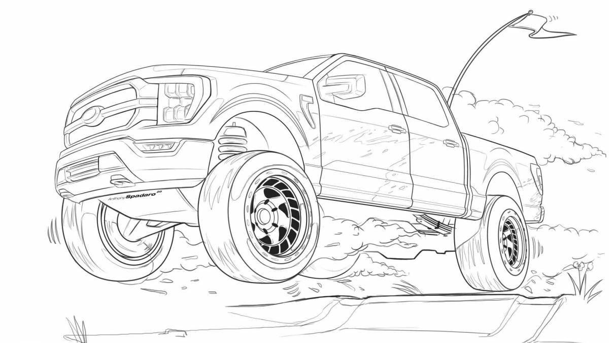 Bold ford pickup coloring page