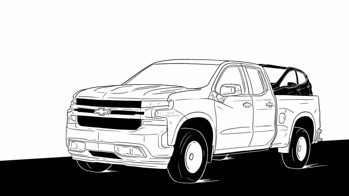 Colouring awesome ford pickup truck