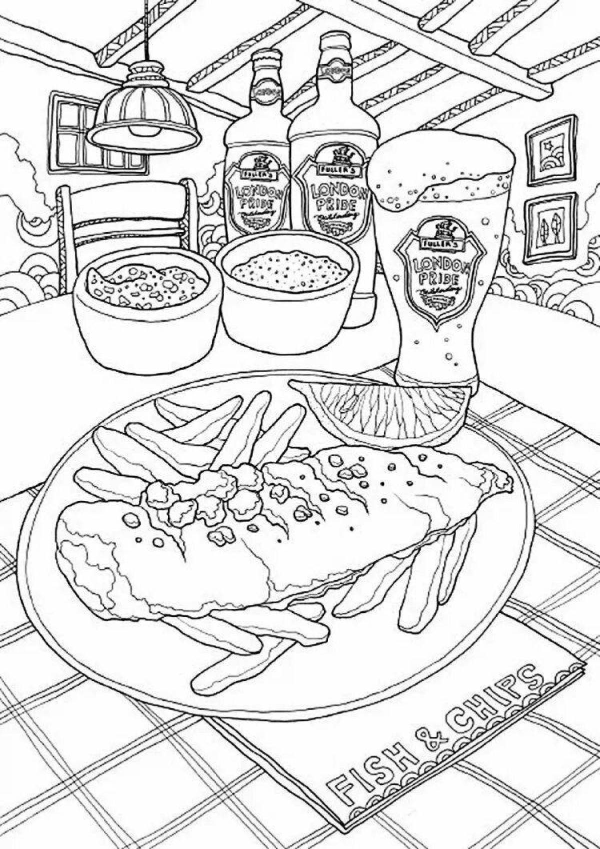 Tempting food coloring page